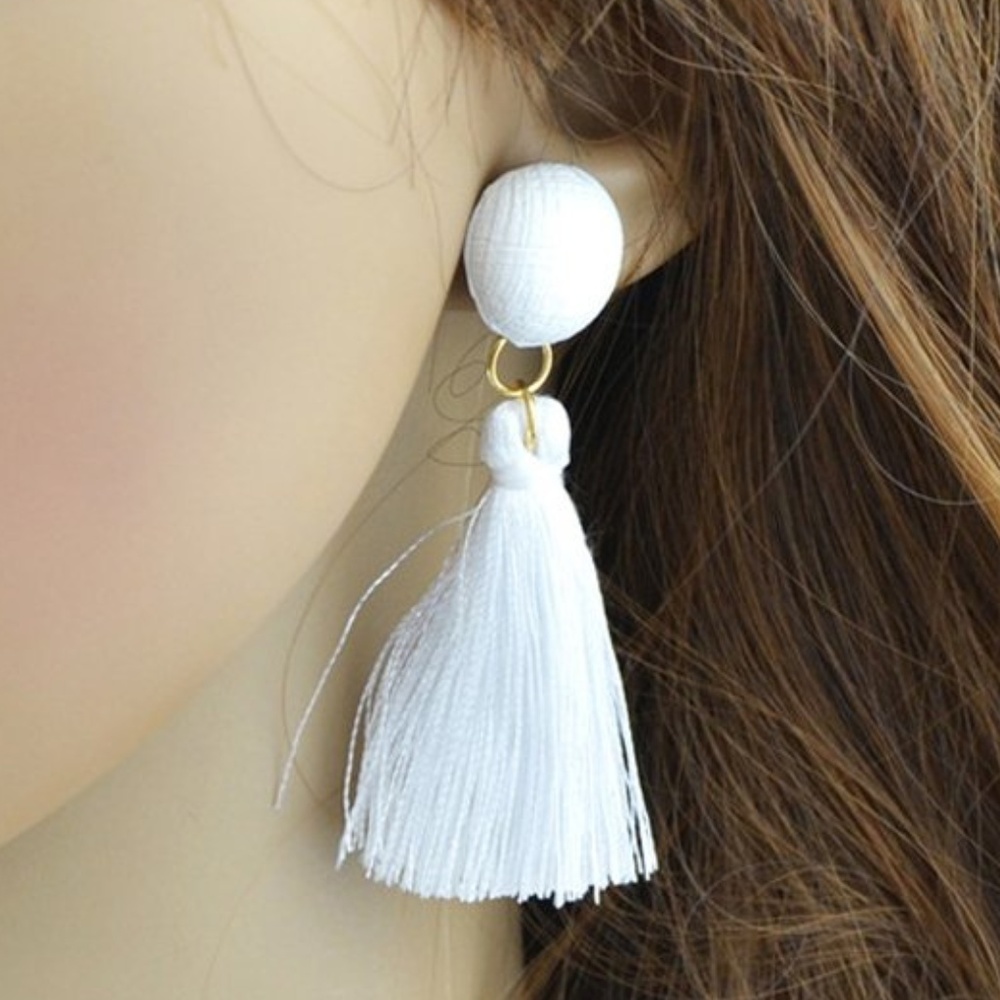 White Vintage Style Tassel Earrings NWT!